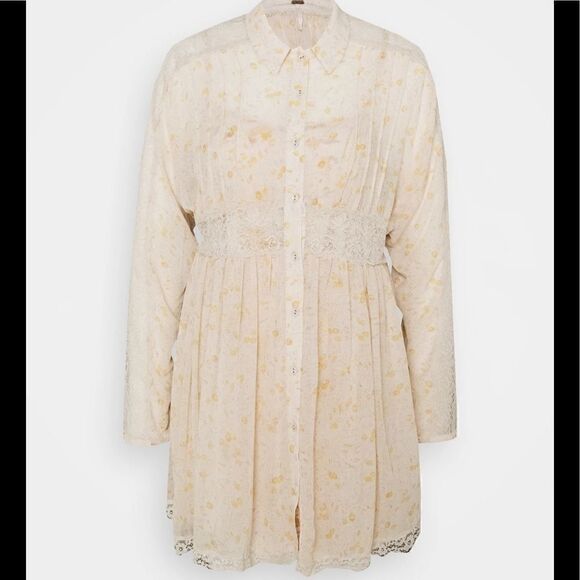 Free People Sheer Romance Mini Dress in Tea Combo Size XS - Picture 10 of 13